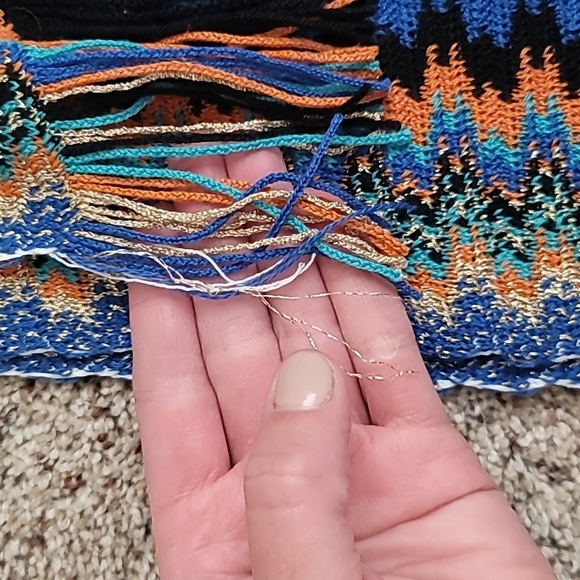 Missoni Fringe Metallic Crochet Knit Scarf - Picture 11 of 14